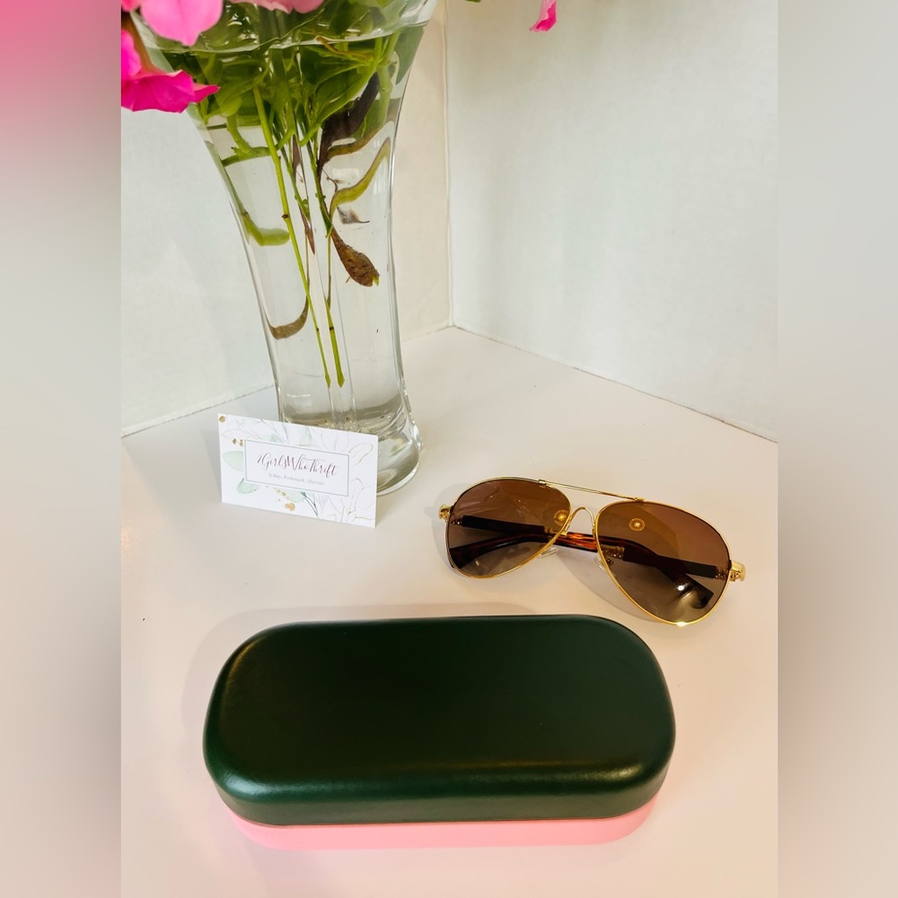 KATE SPADE Sunglass/Eye Case “Hello Sunshine”Pink/Green/Rose Gold - Picture 3 of 11